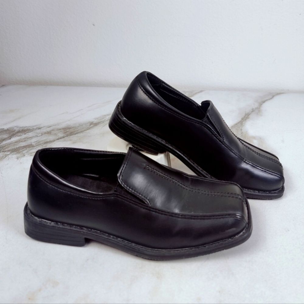 Stacy Adams Boys' Black Faux Leather Slip On Dress Shoes Loafers Dress Shoes, 13